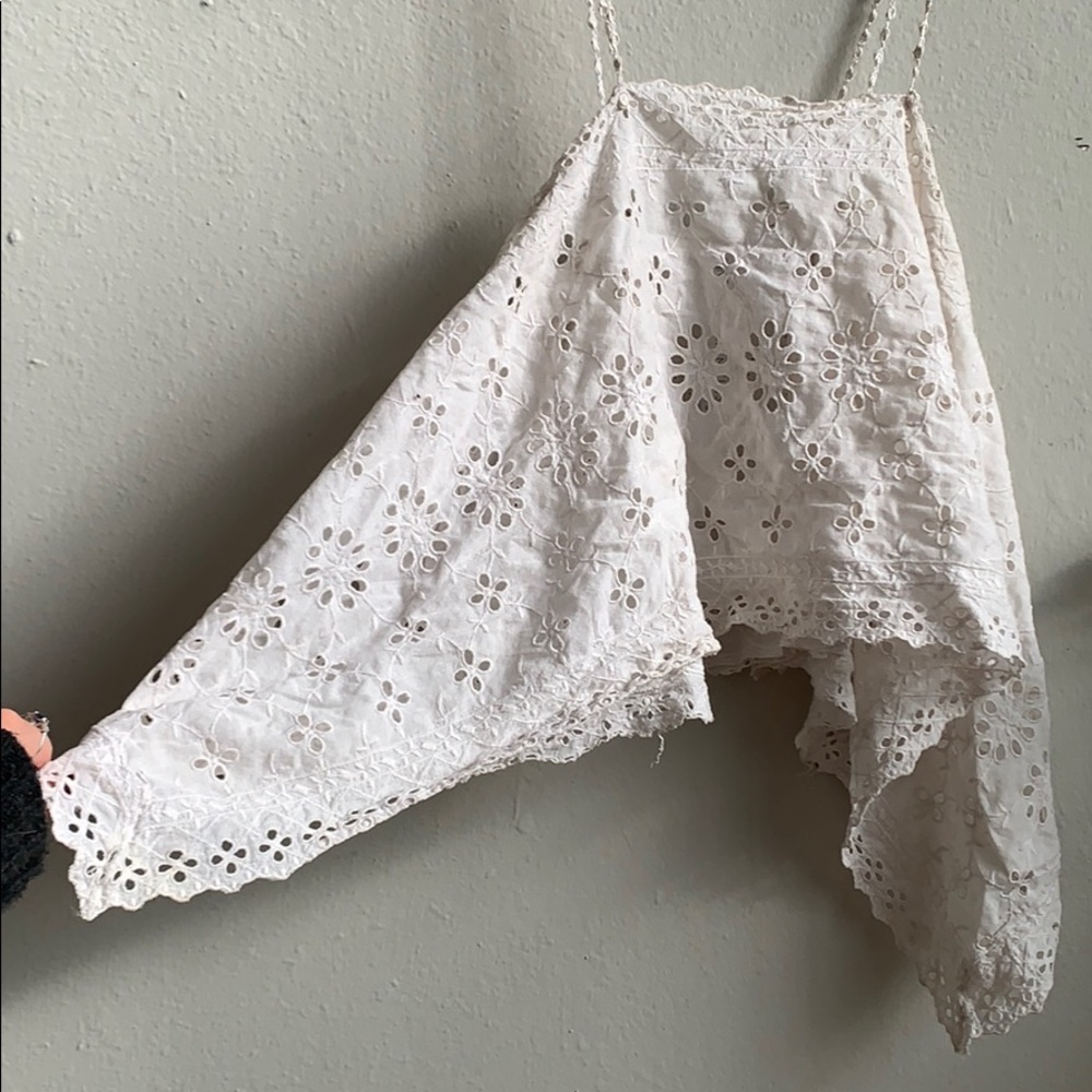 🦋 Free People New Romantics Trapeze Eyelet Top 100% Cotton - Picture 3 of 5